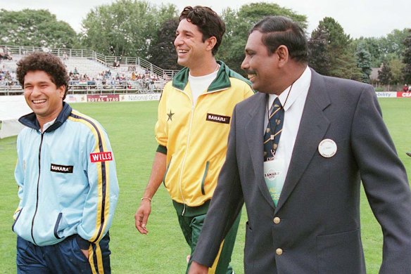 1996. As captain alongside Pakistan counterpart Wasim Akram in Toronto. 