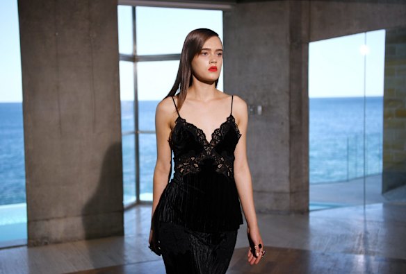 Models showcase Myer's spring collections at a private home in Coogee. 