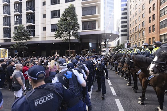A heavy police presence was in the area, including dozens of mounted police and two helicopters.