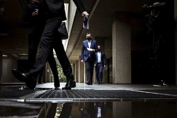 SEPTEMBER 25. Victorian Premier Daniel Andrews arrives at the daily media conference. 