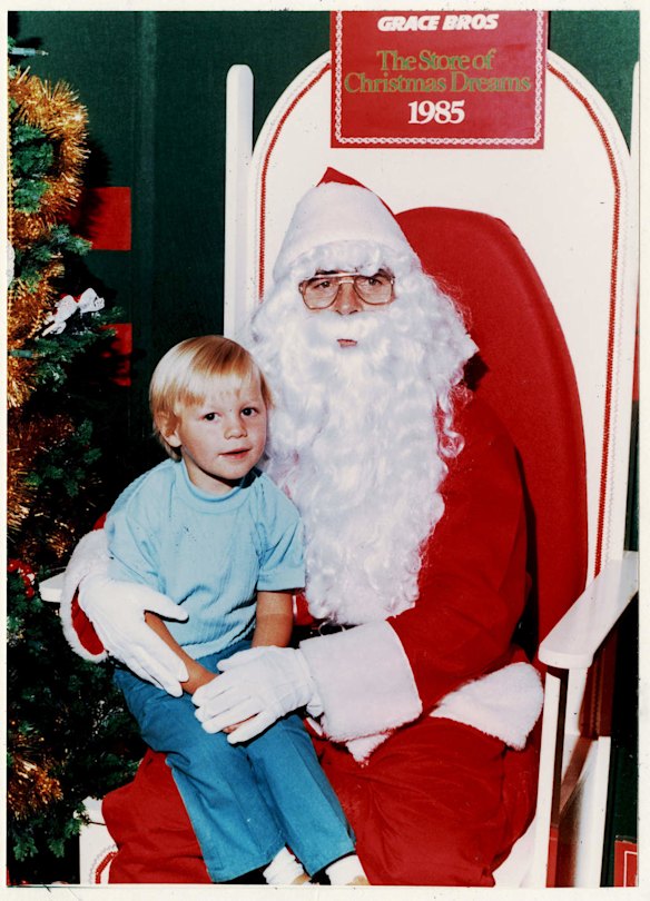 Andrew Johnson, who was featured on the front page of the Sun Herald, January 31, 1999 shooting up heroin in Redfern, seen in a Christmas photo in 1985.