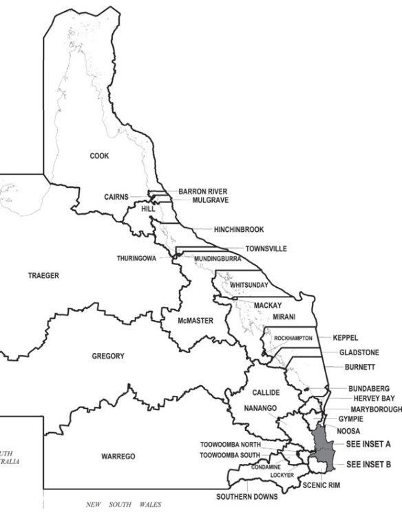 The new Queensland electoral map.