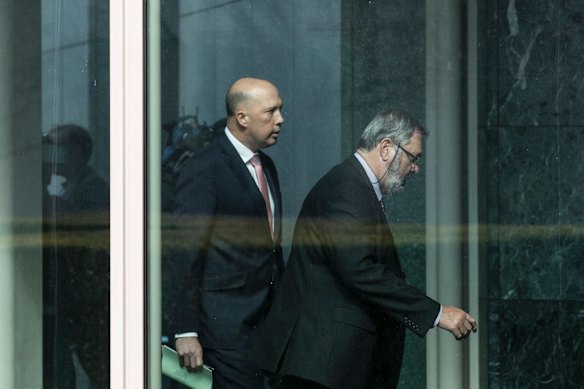 Peter Dutton MP walks back to his office after a party room meeting where he challenged Prime Minister Malcolm Turnbull for the Liberal Partys leadership.