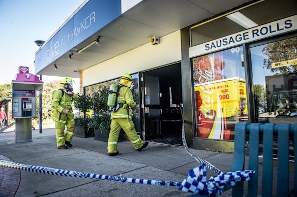 Two Olive restaurants subject to arson attack. Hawker location.