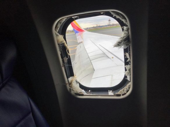The blown out window on the Southwest Airlines flight.