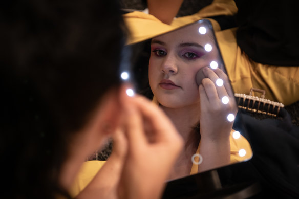 Students prepare backstage for the 40th Schools Spectacular at Qudos Bank Arena. 