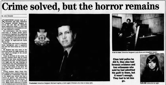 Coverage of the Kylie Gill case in The Age, August 1993.