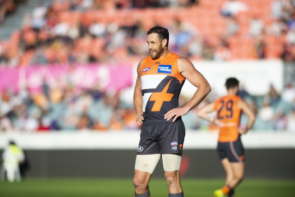 Changed man: Shane Mumford works hard to adjust his aggressive approach to the footy, says GWS Giants coach Leon Cameron.