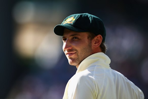  Phillip Hughes of Australia looks on during day two of the Second Test match between Australia and Pakistan at the Sydney Cricket Ground on January 4, 2010