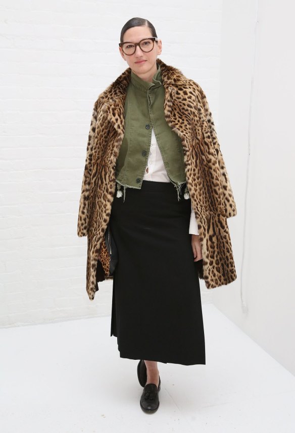 Creative director Jenna Lyons mixes her military with leopard print.
