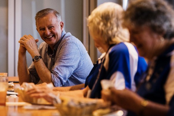 Not a scone in sight: Albanese visits a local CWA Country Women’s Association meeting at a club in Walkerston near Mackay on January 12.