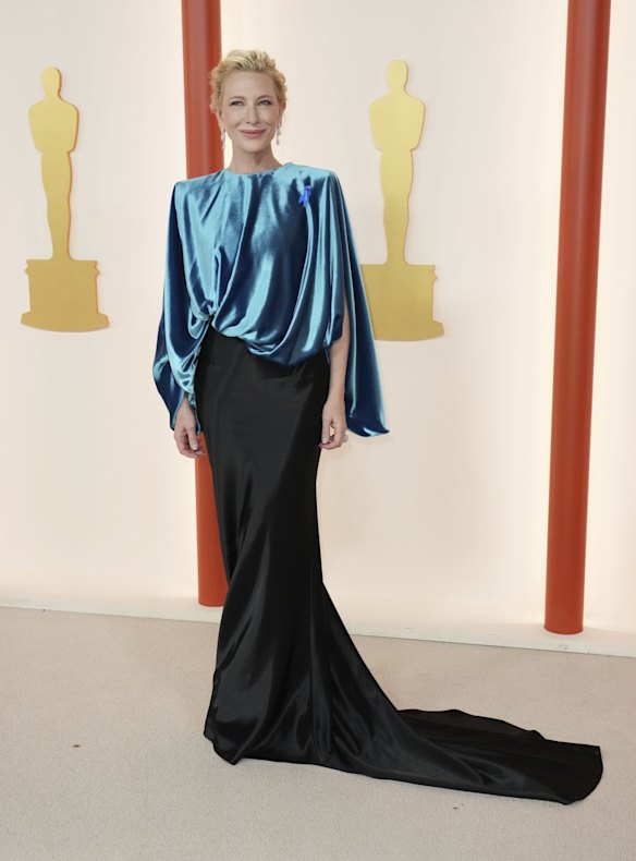 Cate Blanchett wears custom Louis Vuitton.