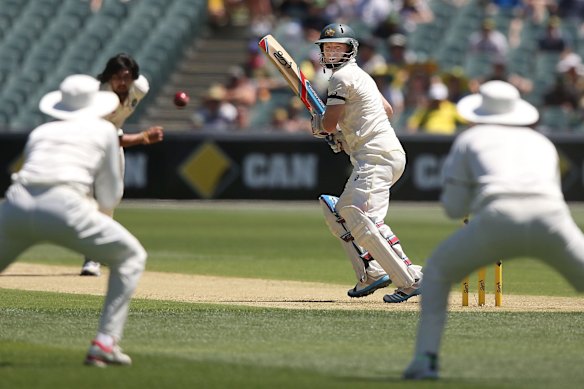 Michael Rogers is caught out after edging the ball off the bowling of Ishant Sharma.