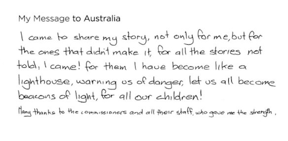 Message published in commemorative book