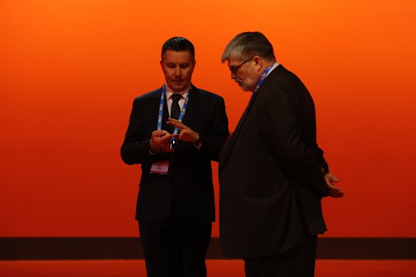 ALP President Mark Butler with Senator Kim Carr.