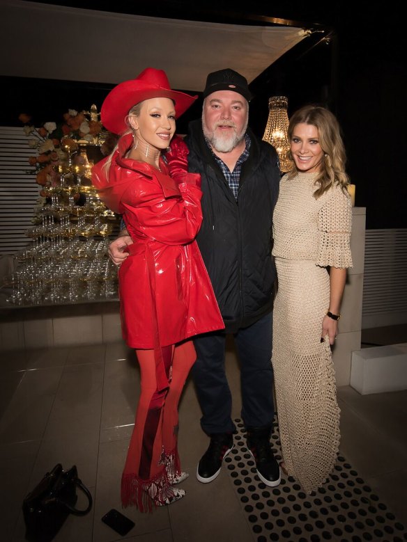 Imogen Anthony and Kyle Sandilands on the Sydney cocktail circuit with Natalie Bassingthwaighte in 2017.
