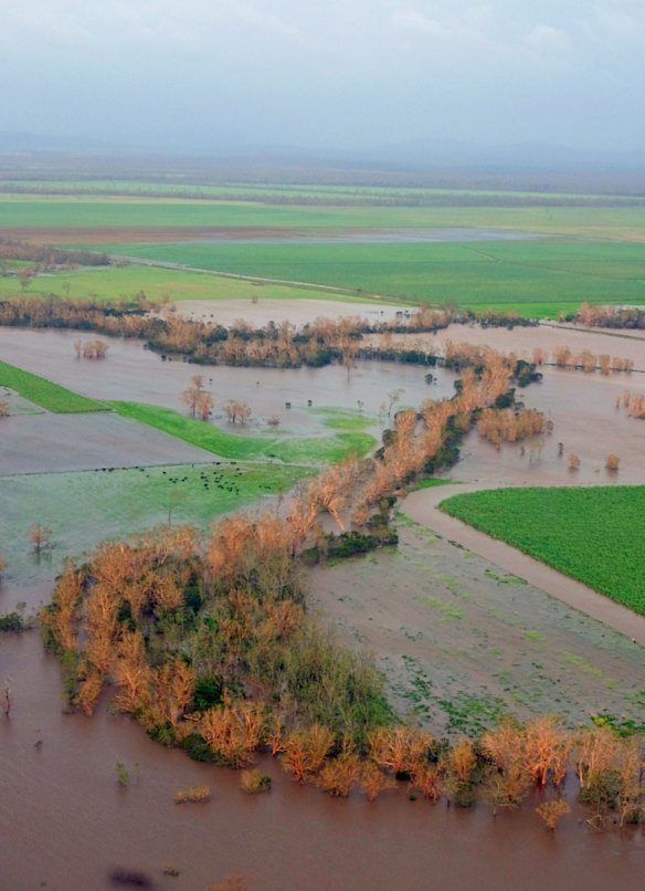 Aerial view of flooding in North Queensland caused by Cyclone Debbie.
