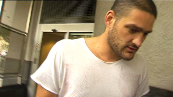 Leaving a Brisbane lock-up after being arrested on New Years Eve, 2010.