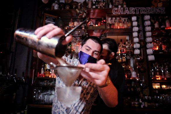 People enjoying end of lockdown drinks at the Captain Melville.