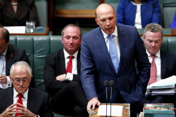 Dutton during Question Time at Parliament House last month.