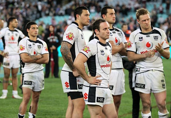 The Warriors after the Manly Sea Eagles & New Zealand Warriors NRL Premiership Grand Final match at Sydney's ANZ Stadium on Sunday afternoon.