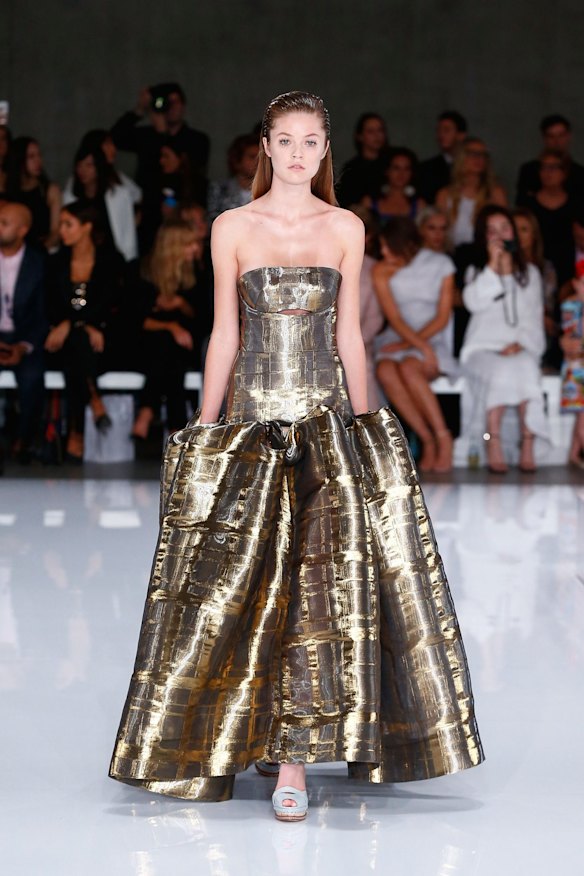 A model walks the runway at the Mercedes-Benz Presents Maticevski show at Mercedes-Benz Fashion Week Resort 17 Collections at The Cutaway, Barangaroo Reserve on May 15, 2016 in Sydney, Australia. 