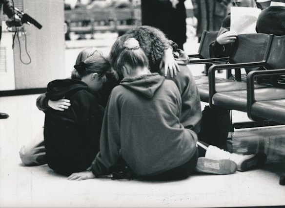 Children from Chernobyl in the departure lounge at Tullamarine before their return back to the Ukraine.  The children were guests of the Victims of Chernobyl National Relief Fund and stayed with Australian families for more than a month, May 8, 1991. Photo: Andrew de la Rue

File (Melb): SOVIET UNION: ACCIDENTS & DISASTERS: NUCLEAR: CHERNOBYL: 1991 - .
Date filed: 09-05-1991
Neg no: 91-18370 / 3
ID: mls