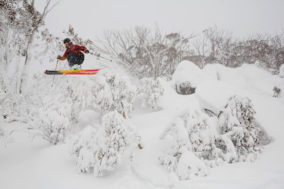 A skier takes on a run at Thredbo.