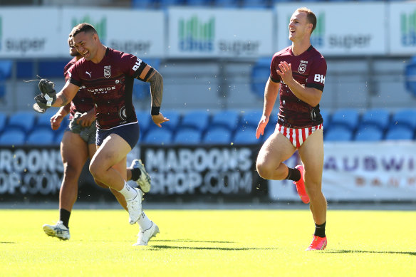 News in briefs: Daly Cherry-Evans trains in his Budgy Smugglers  on Sunday.