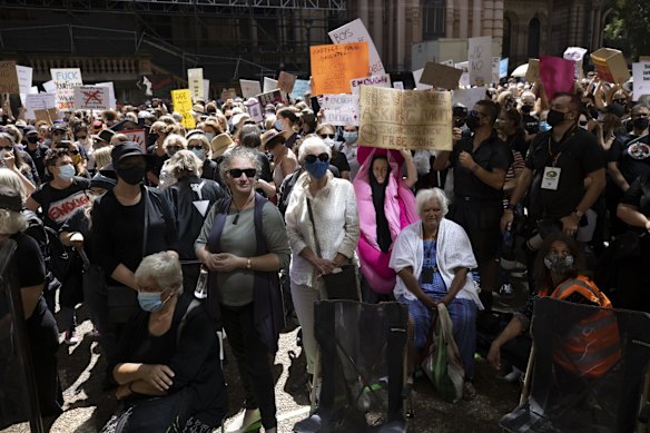 The Sydney Women's March for Justice at Town Hall today.