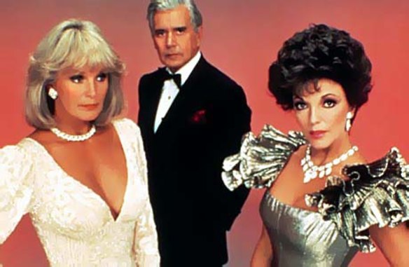 Linda Evans, as Krystle, John Forsythe as Blake and Joan Collins, who played Alexis, in '80s super soap Dynasty.