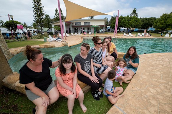 Enjoying Toowoon Bay Holiday Park are three families from the Blue Mountains - the Jones, Allen and Doyle families, the boys are out fishing.