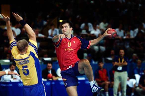 Spain v Sweden in the men's semi-final of handball.