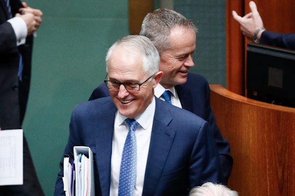 Opposition Leader Bill Shorten during a division during Question Time at Parliament House in Canberra on Wednesday 25 October 2017.