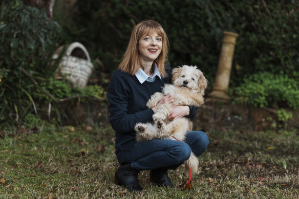 Fiona Gibbs and her dog Leo from Pymble. Leo is one of four dogs that have been treated for dementia with a stem-cell transplant.  