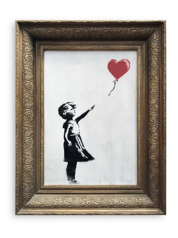 Banksy's  'Girl with Balloon' before it was shredded.