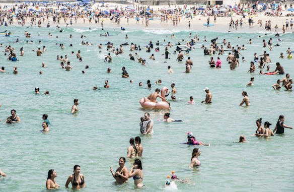 Bondi Beach on Australia Day, 2020.