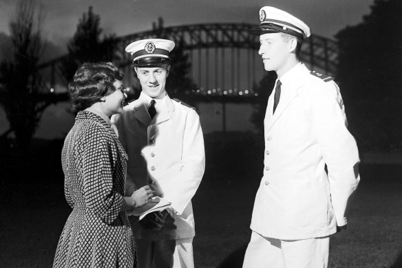 Our reporter, Eva Sommer, questions two young French midshipmen. "You know," they said, "we French sailors have a reputation for naughtiness. But it's entirely false." February 25, 1956