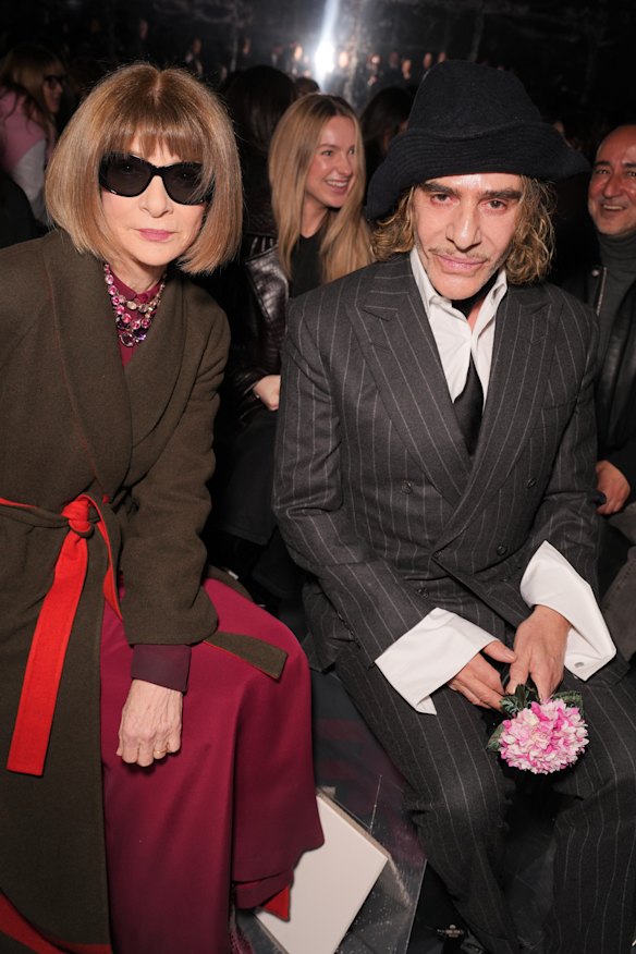 Anna Wintour and John Galliano at the Dior Haute Couture Spring/Summer show in Paris in 2025. 
