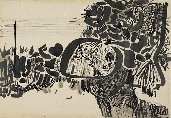 Mungo brush, 1963, pen, brush, and ink on paper, 25.2 x 36.8cm