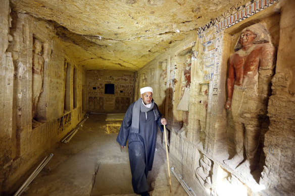 Mustafa Abdo, chief of excavation workers at a recently uncovered tomb.