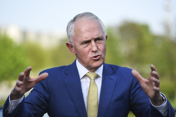 Malcolm Turnbull speaks to the media in Berlin.