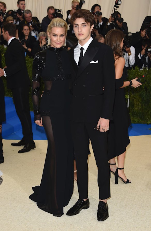 Yolanda Hadid, left, and Anwar Hadid attends The Metropolitan Museum of Art's Costume Institute benefit gala celebrating the opening of the Rei Kawakubo/Comme des Garcons: Art of the In-Between exhibition on Monday, May 1, 2017, in New York.