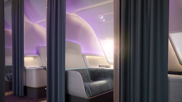 Another design on the awards shortlist aimed to improve social distancing on planes without reducing the overall number of seats. British designers PriestmanGoode's "Pure Skies" concept uses partitions in both business and economy class to create better separation between passengers.