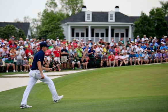 Jordan Spieth of the United States walks up to the green during the final round.