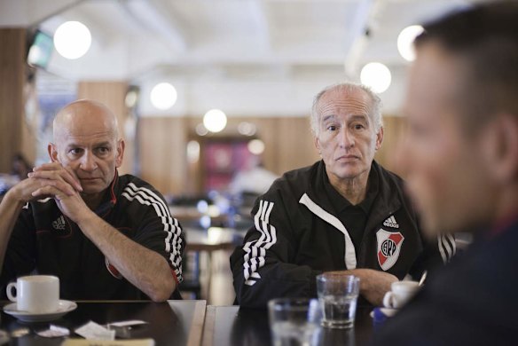 After training Gavin de Niese with his Father, Kevin (left) and Eduardo Santomil, represent River plate Australia youth team (right).
