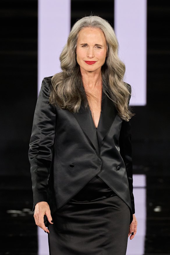 Andie MacDowell walks in the L’Oréal Paris Le Défilé last month.