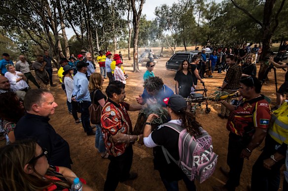 Smoking before the ceremony in Wagga Wagga.