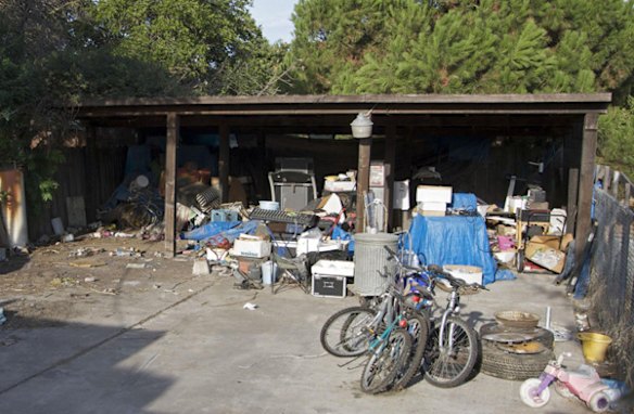 The backyard of the home of registered sex offender and convicted rapist Phillip Garrido is shown in Antioch, California.