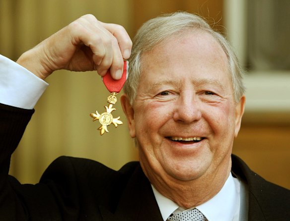 Tim Brooke-Taylor, proudly holds his OBE after it was presented to him by Prince Charles, Prince Of Wales during an investiture ceremony at Buckingham Palace on November 17, 2011 in London.